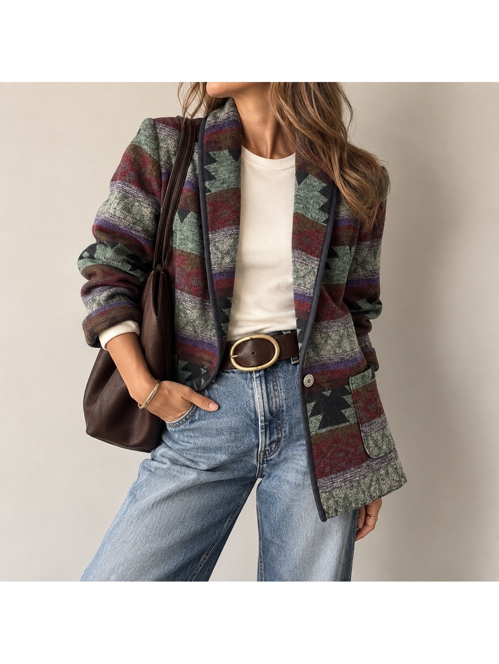 Vintage Southwestern Blanket Blazer Jacket Western Julia Klein